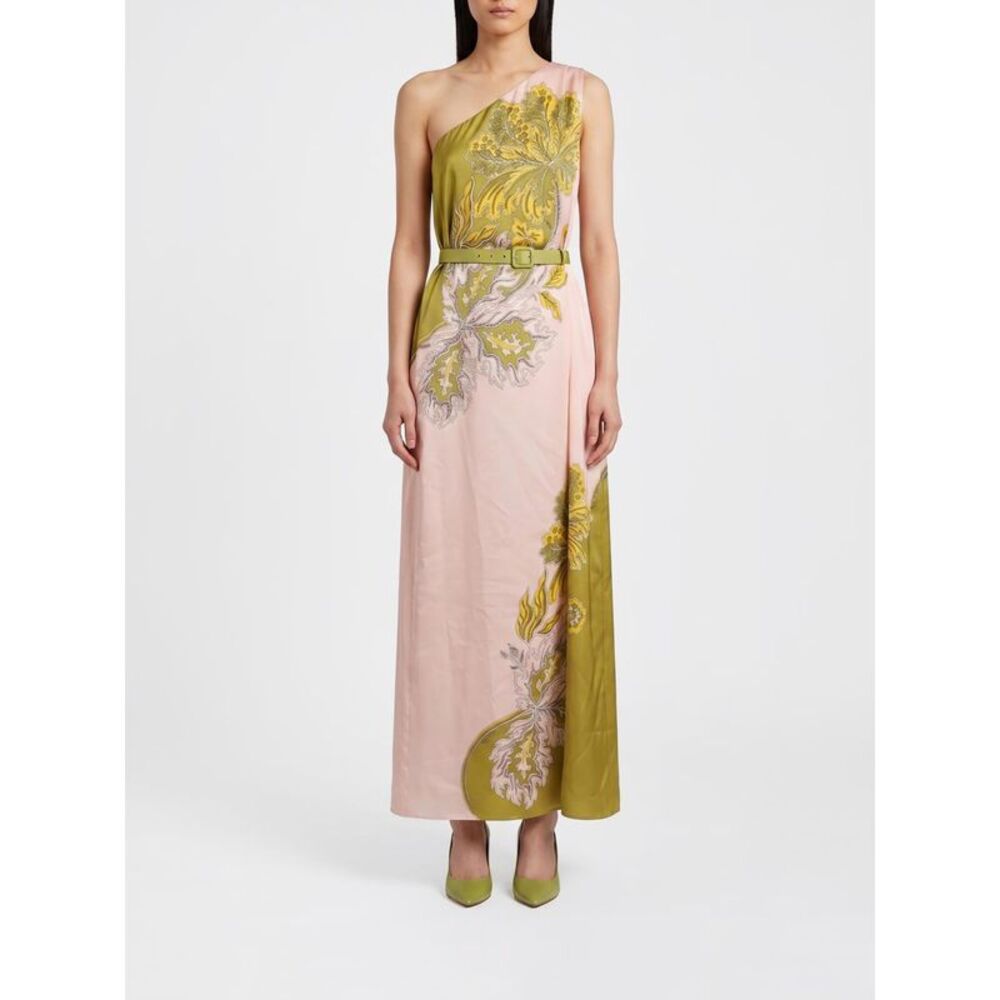 La Doublej Women Roy One-Shoulder Floral-Print Silk Midi Dress La Doublej - Picture 1 of 4